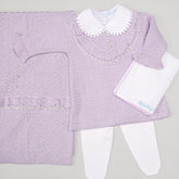 Vestido,  Calça e Manta - Virgínia - Lavanda com Pérolas e Cristais